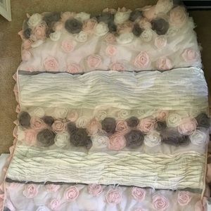 Gray and pink baby girl crib set